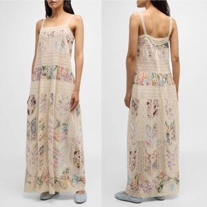 Zimmermann Halliday Floral Lace Inset Cotton Slip Dress Spliced US 8 9821DSS241